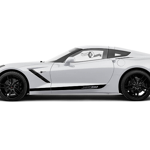 2x Calcomanía de vinilo de franja sólida del logotipo Z51 de las puertas laterales del Chevrolet Corvette
