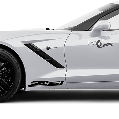 2x Chevrolet Corvette Puertas laterales Sombra Z51 Vinyl Decal Sticker