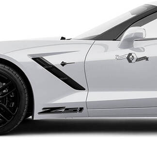 2x Chevrolet Corvette puertas laterales Shadow Z51 Logo Trim vinilo calcomanía pegatina
