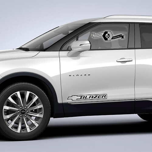 2x Chevrolet Blazer 2023 Puertas laterales Shadow Trim Vinilo Calcomanía Pegatina
