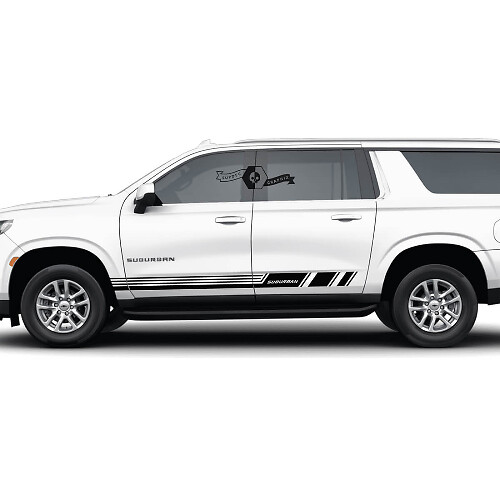 Par de rayas laterales para Chevrolet Suburban, líneas de molduras de puertas, calcomanía de vinilo.
