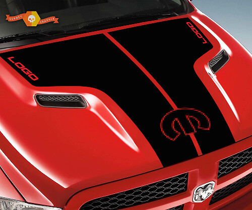 Calcomanía de vinilo de capó con rayas dobles personalizadas para Dodge RAM 1500 Rebel 2015-17