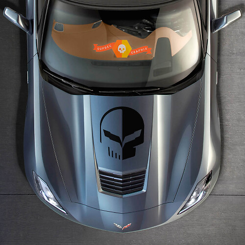 Calcomanía de vinilo capó calavera de carreras para Chevrolet Corvette C7