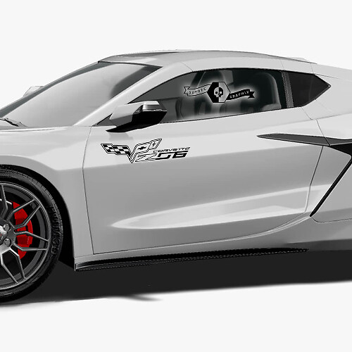 2x Calcomanía de vinilo con el logotipo de la bandera Z06 para las puertas laterales de Chevrolet Corvette

