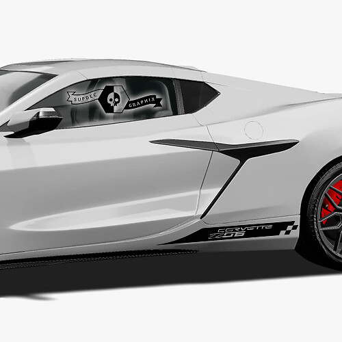 2x Calcomanía de vinilo de bandera a cuadros para la cama lateral de Chevrolet Corvette Z06
