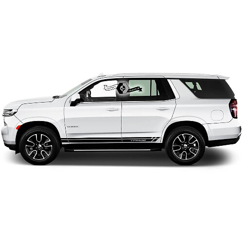 2X Calcomanía de vinilo de líneas de panel lateral de roca de Chevrolet Tahoe con gráficos 2020 2021 2022 2023
