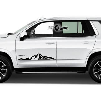 2X 2020 2021 2022 2023+ Gráficos Chevrolet Tahoe Puertas Montañas Calcomanías de vinilo pegatina
