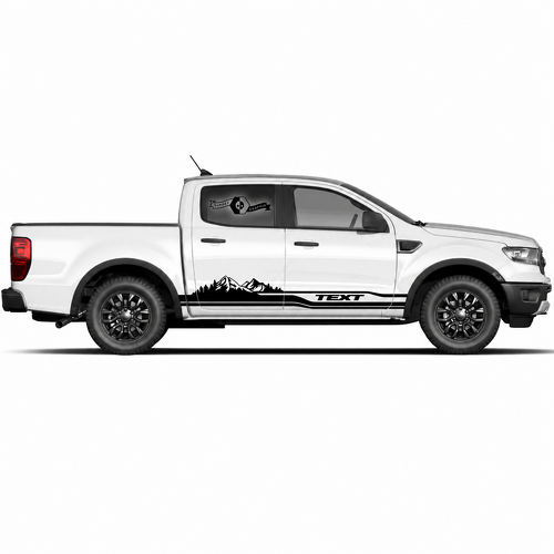 Texto Personalizado Conjunto de Gráficos de Franjas Laterales con Logo de Bosque de Montaña Par para Musclecar Camión Ranger power