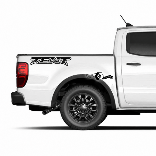 Juego de calcomanías personalizadas con contorno de texto, logo de moldura lateral y gráficos para la cama para camioneta Musclecar Ranger power