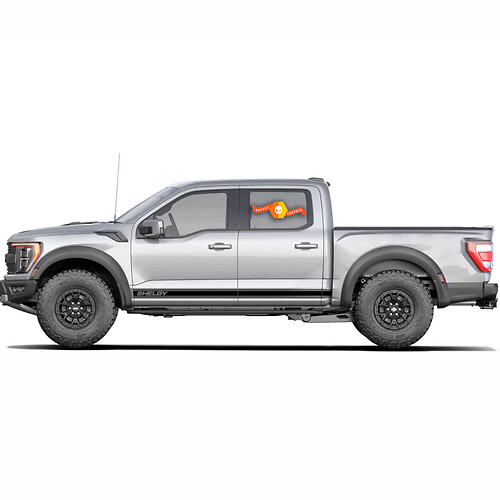 Combinar Ford F-150 Raptor Shelby 2022 2023+ Puertas laterales Líneas de gráficos Conjunto de rayas de logotipo de la raya