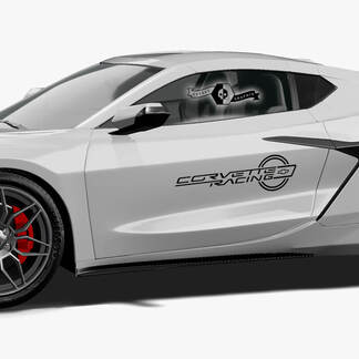 2x Chevrolet Corvette Puertas laterales de carreras Z06 Logotipo Flagal Pegatina de calcomanía de vinilo