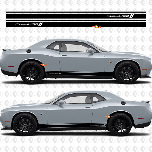 Vinilos con franjas estilo del 50º aniversario para paneles laterales de Dodge Challenger