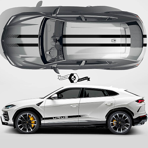 Puertas Laterales Capó Líneas del Techo Franjas a Cuadros Vinilo Calcomanía Adhesiva Gráficos Para Lamborghini Urus 2021 - 2023