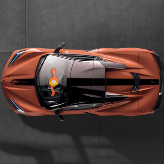 2020 2022 2023 Chevrolet Corvette C8 Stingray Hood Techo Rayas traseras Corvette Logo Calcomanía Rayas
