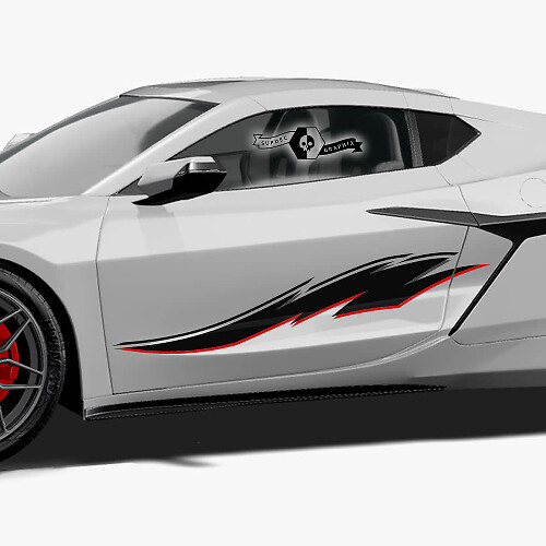 2x Chevrolet Corvette Z06 puertas laterales rayas Stingray 2 colores pegatina de vinilo recortada
