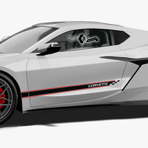 Kit de calcomanías de vinilo con franjas laterales a cuadros para Chevrolet Corvette