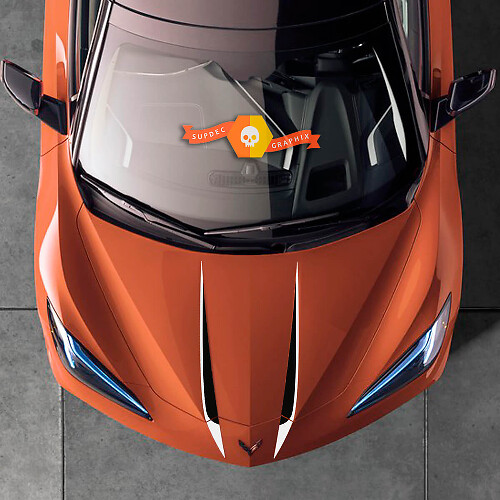 Kit de Vinilo de Rayas Dobles para Capó para Chevrolet Corvette C8 Stingray 2020-2023