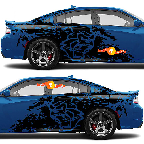Kit de rayas grunge Gorilla Splash para Dodge Challenger o Charger Vinilo Hell Cat Calcomanía Gráfica
