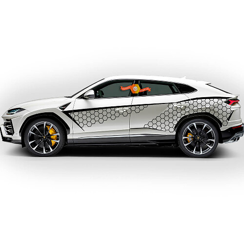 Pegatina de vinilo de salpicaduras de panal para las puertas laterales del Lamborghini Urus 2021 2022 2023
