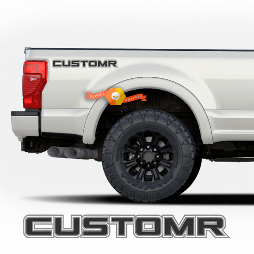 CUSTOMR Double Outline Lettering Pair Lateral de la caja Adhesivo de vinilo para Ford F-150