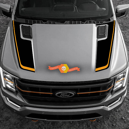 Pegatina de Vinilo con Rayas Dobles para Capó para Musclecar F-150 Tremor 2022-2023