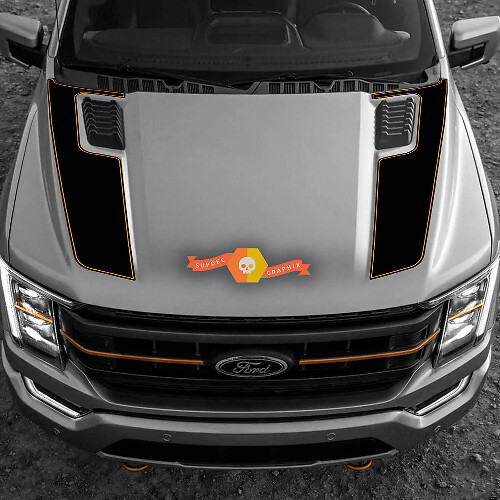 Kit de Calcomanías de Vinilo con Doble Raya para Capó para Musclecar F-150 Tremor 2022-2023