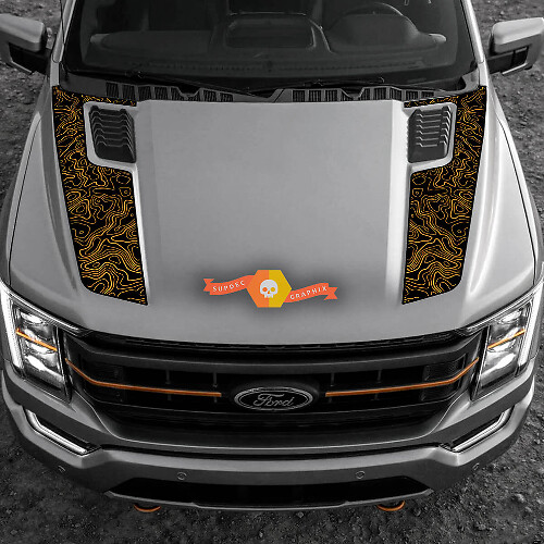 Vinilo adhesivo de franjas en estilo topográfico para capó para Musclecar F-150 2022-2023