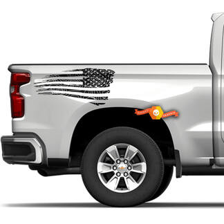 Par Dodge Ram Ford Raptor Toyota Truck Any Cars Bed Side Bandera de EE. UU. Mapa topográfico Camión Vinilo Calcomanía Gráfico
