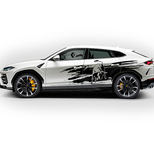 Par de Vinilos Decorativos para Puertas Laterales Lamborghini Urus 2021 2022 2023 Logo Destruido Splash
