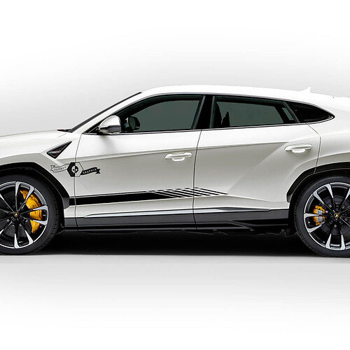 Par Lamborghini Urus puertas laterales raya inclinada vinilo calcomanía gráficos
