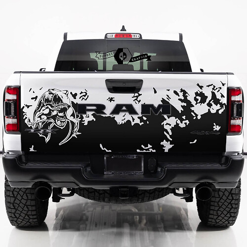 Adhesivo de Vinilo para Portón Trasero T-Rex Comiendo Barro para Dodge Ram TRX