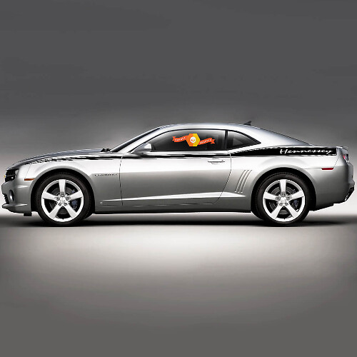 Par de gráficos laterales para Chevrolet Camaro con texto personalizado para Chevrolet Camaro 2010-2015.
