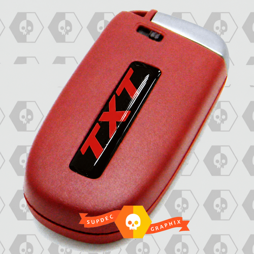 SRT Style Red TXT Domed Inlay Pair — Adhesivo de vinilo (mando de llave) para Dodge Challenger