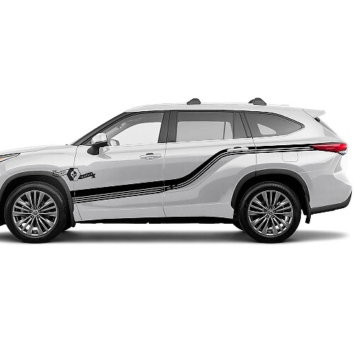 Par Toyota 2020 Highlander Puertas Cama Lateral Cuerpo Líneas Calcomanía Gráfico Pegatina Kit de rayas laterales
