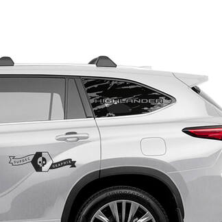 Par Toyota 2020 Highlander Bed Side Glass Sticker Tinted Destroyed Decal Graphic Sticker Side
