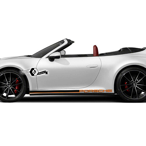 Kit de pegatinas de vinilo con letras de marca para franjas en el panel de la faldilla para Porsche 911