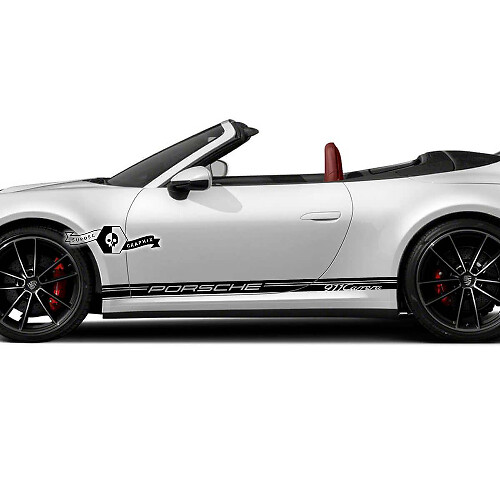 Kit de calcomanías de vinilo de rayas laterales con letras Porsche para Porsche 911 Carrera