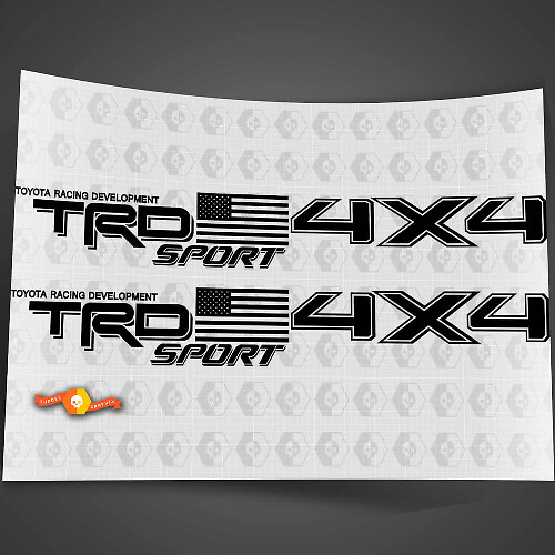 Par de calcomanías laterales deportivas 4x4 con bandera de EE.UU. para camiones Toyota Tacoma estilo TRD