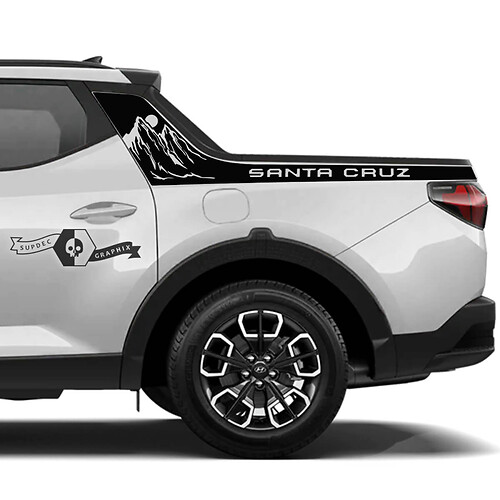 Par Hyundai Santa Cruz Modern Rally Side Bed Logo Montañas Vinilo Pegatinas Calcomanía Gráfico

