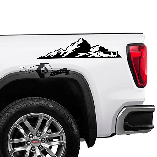 Calcomanías de vinilo X31 Off Road Mountain Side para GMC Sierra 1500 2023