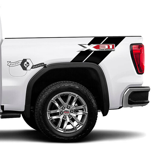 Calcomanías de vinilo laterales Off Road Hash X31 para GMC Sierra 1500 2023