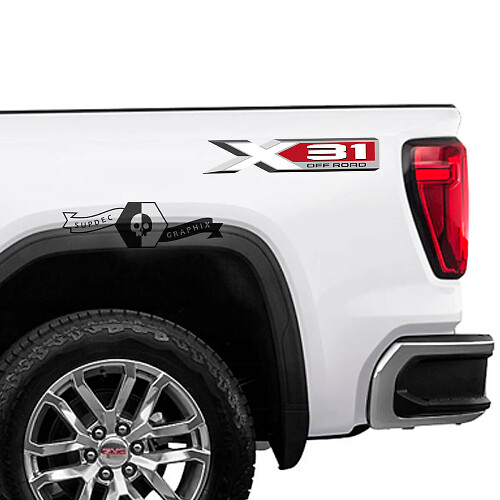 Juego de adhesivos de vinilo para los laterales traseros X31 Off Road para GMC Sierra 1500
