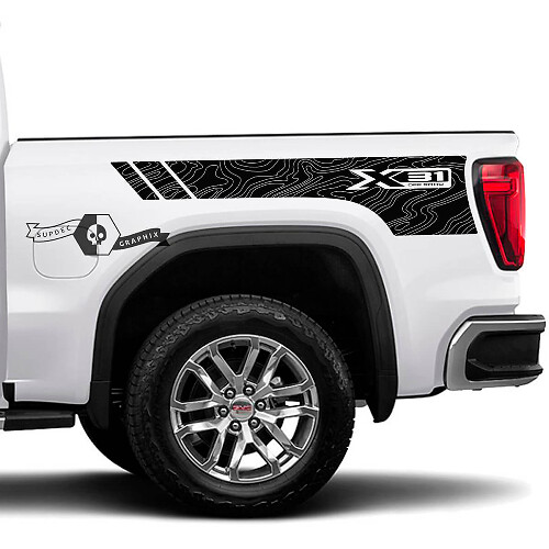 Kit de vinilos decorativos para laterales de cama X31 Topographic para GMC Sierra 1500 2023