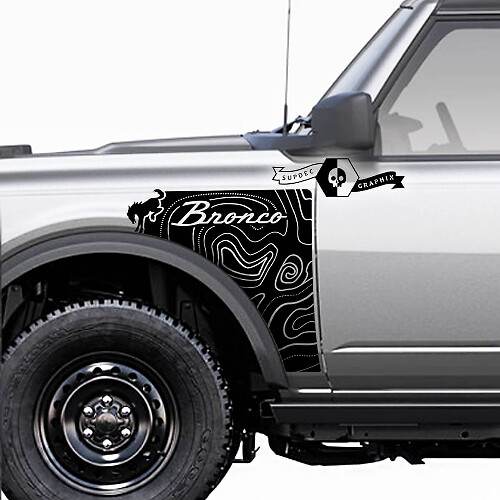 Kit de Vinilo Lateral con Logotipo Estilo Topográfico para Musclecar horse
