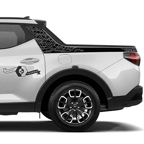 Par Hyundai Santa Cruz Modern Rally Side Bed Logo Lines Trim Modern Vinyl Stickers Calcomanías Gráfico
