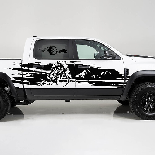 Pegatina de vinilo lateral desgastada TRX Eating Mountains para Dodge Ram 1500