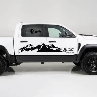 2x Dodge Ram TRX Rebel 2022 2023 1500 Side Splash TRX Mountains Logo Camión Vinilo Calcomanía Gráfico
