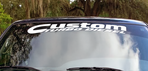 Cummins Custom Turbo Diesel Banner — Pegatina de vinilo (parabrisas) para Dodge Ram 1500