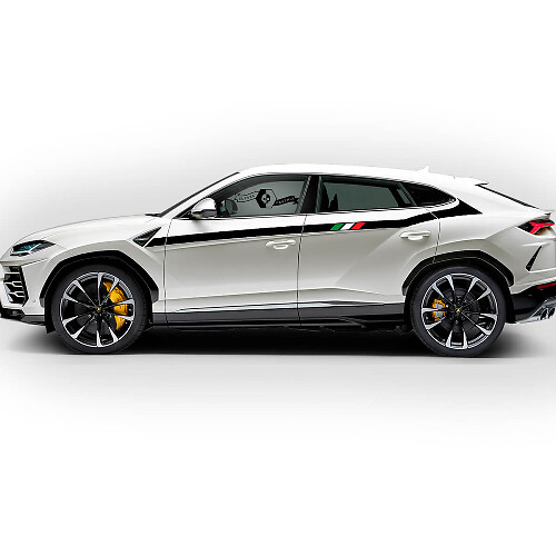 Par Lamborghini Urus 2021 2022 2023 Puertas laterales Logo Stripe Vinilo Calcomanía Gráficos
