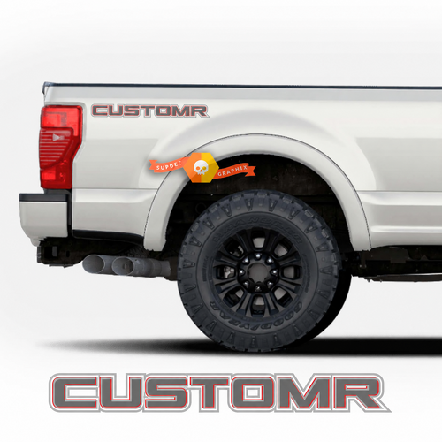 CUSTOMR Red Double Outline Lettering Pair Lateral de la caja Adhesivo de vinilo para Ford F-150
